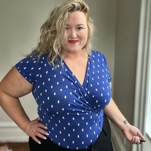 Blue and White Flecked Blouse